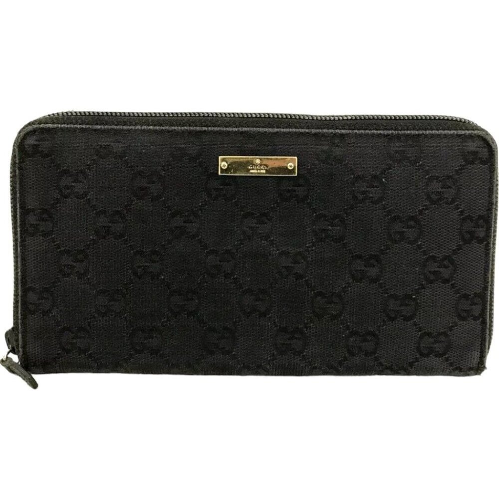 500166AE Gucci Wallet Long Black PVC Canvas